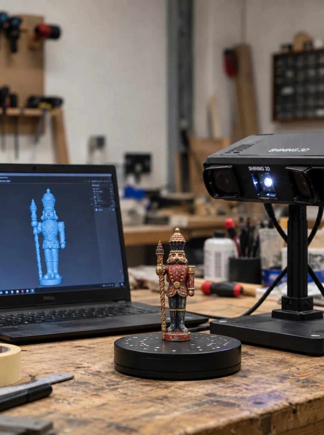 Traditional toy soldier being captured with a 3D scanner