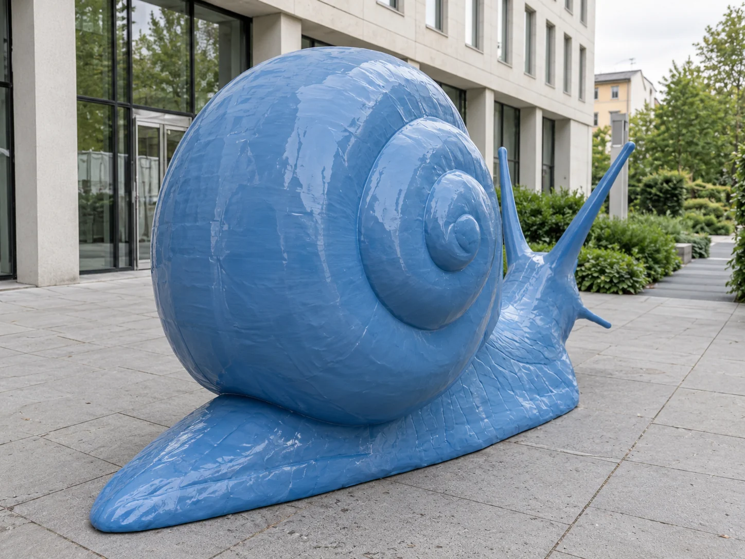 Rear three-quarter view of the blue snail